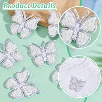 AHANDMAKER 20Pcs Butterfly Rhinestone Patches, Sew on Beaded Butterflies Appliques Sparkly Clothing Repair Patch Crystal Animals Appliques for DIY Craft Dress Bag Pants Shoes Clothes Decor
