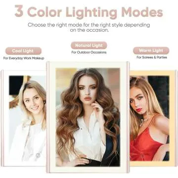 Trifold Makeup Mirror with LED Lights & Magnification