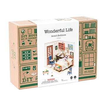 ROBOTIME Dollhouse Kit DIY Miniature Dollhouse with Furniture 1:24 Scale Miniature House Model - Anne's Bedroom