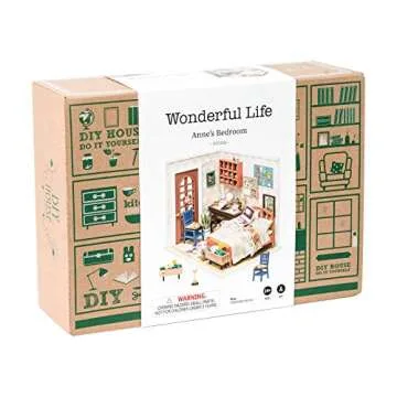 ROBOTIME Dollhouse Kit DIY Miniature Dollhouse with Furniture 1:24 Scale Miniature House Model - Anne's Bedroom