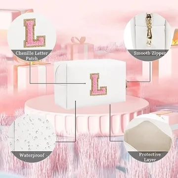 Cute Personalized Letter Makeup Bag for Women and Girls