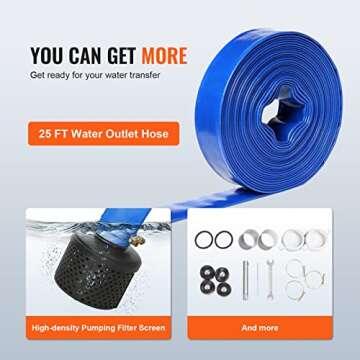 VEVOR Trash Pump 2 inch, 7HP 142 GPM, 4-Cycle Engine, Gas Powered Water Pump 148ft Lift, Gasoline Engine Water Pump 22ft Suction, Water Transfer Pump with 25ft Hose, EPA Certified