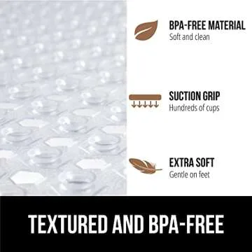 GORILLA GRIP Patented Square Shower Stall Mat, Small Bathtub Floor Mats for Stand Up Showers with Suction Cups and Drainage Holes, Machine Wash, Soft on Feet, Bathroom Accessories 21x21 Inch, Clear