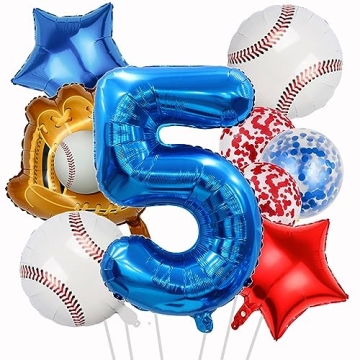 HADCKJA Baseball Balloon Birthday Party Supplies - 9 Pcs Sport Theme Set