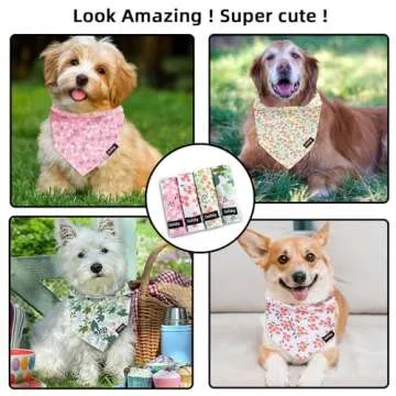 Gofshy Summer Spring Dog Bandanas-4PCS Pink Green Orange Floral Printing Dog Scarf Bib Kerchief Breed for Girl Dogs Large Medium Pets Gift