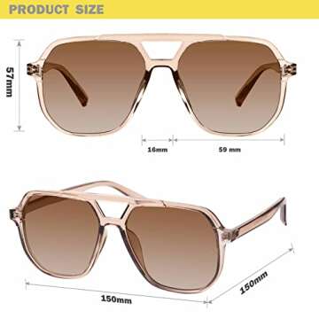mosanana Aviator Sunglasses for Women Men Brown Polarized Trendy Cool Cute Funky Fashion Oversized Big Large Retro Vintage Stylish MS52243