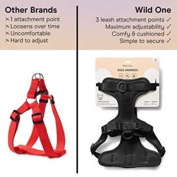 Wild One Dog Harness, The Original No-Pull, Pet Harness with 3 Leash Clips, Adjustable Soft Padded Vest, Comfortable, Stretchy, Size M, Black