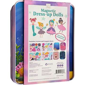 Hapinest Magnetic Dress Up Dolls for Girls, Magnet Dolls Dress Up, Pretend & Play Magnetic Travel Toys Tin Playset, Magnetic Doll Dress Up Kits for Girls Ages 4 5 6 7 Years and Up, Fairytale Fantasy