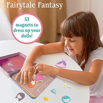 Hapinest Magnetic Dress Up Dolls for Girls, Magnet Dolls Dress Up, Pretend & Play Magnetic Travel Toys Tin Playset, Magnetic Doll Dress Up Kits for Girls Ages 4 5 6 7 Years and Up, Fairytale Fantasy