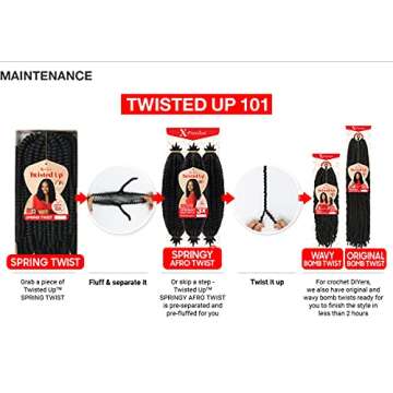 Outre Crochet Braids X-Pression Twisted Up 3X Springy Afro Twist 24" (3-pack, 1B)
