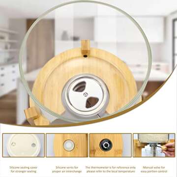 Rice Dispenser, Glass Rice Dispenser with Stand, Airtight Cereal Dry Food Glass Storage Dispenser Containers for Kitchen Organization (5L)