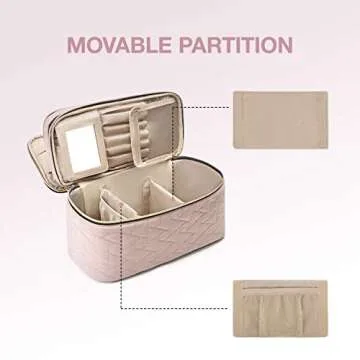 BAGSMART Makeup Bag Cosmetic Bag Large Toiletry Bag Travel Bag Case Organizer for Women, Pink