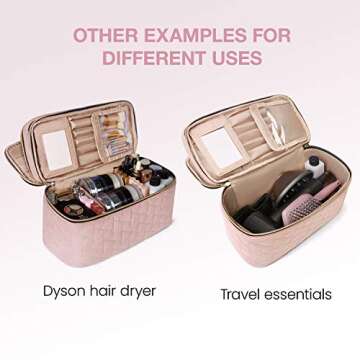 BAGSMART Makeup Bag Cosmetic Bag Large Toiletry Bag Travel Bag Case Organizer for Women, Pink