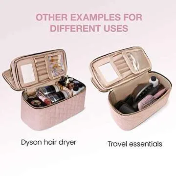 BAGSMART Makeup Bag Cosmetic Bag Large Toiletry Bag Travel Bag Case Organizer for Women, Pink