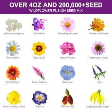 Organic Wildflower Seeds - 200,000 Count, 16 Varieties