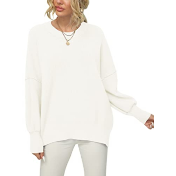 LOGENE Oversized Crewneck Knit Sweater for Women