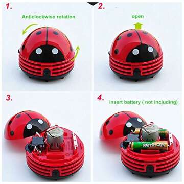 JAROWN Mini Ladybug Vacuum for Desk Cleaning