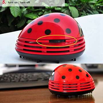 JAROWN Mini Ladybug Vacuum for Desk Cleaning