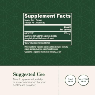 Quercetin 250mg Supplement for Immune & Allergy Support