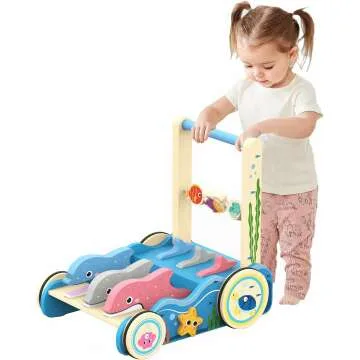 Wooden Baby Activity Walker with Singing Dolphin Toy