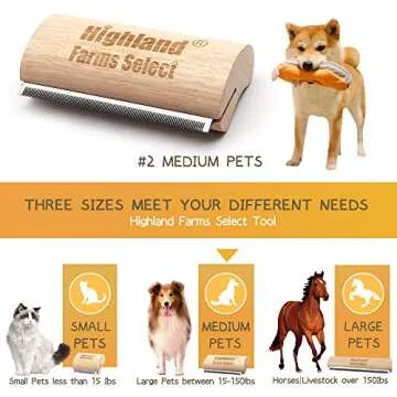 Professional Deshedding Grooming Tool for Dogs, Cats & Horses - 5 Inch Ergonomic Wooden Brush with L...