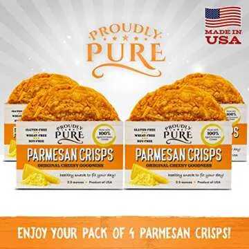 Proudly Pure Parmesan Cheese Crisps - Keto Snacks Zero Carb Crunchy Delicious Healthy 100% Natural Aged Cheesy Parm Chips Wheat & Gluten Free Keto Crackers Low Carb Snacks (Original, 4 Pack)