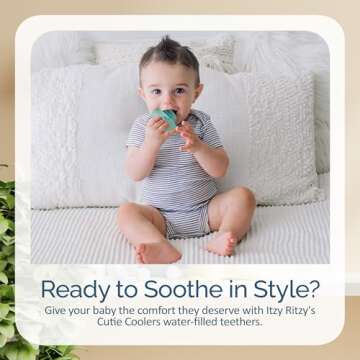 Itzy Ritzy Water-Filled Teethers - Cold Cutie Coolers Textured On Both Sides to Massage Sore Gums & Emerging Teeth - Can Be Chilled in Refrigerator, Set of 3 Green Cactus Water Teethers