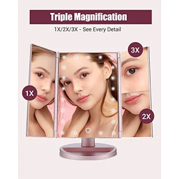 EASEHOLD Dimmable LED Makeup Vanity Mirror with Magnification