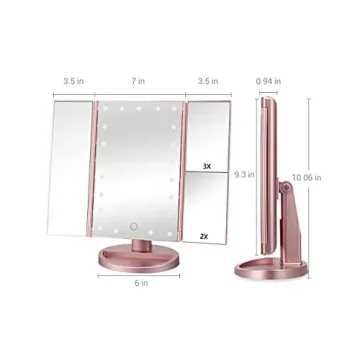 EASEHOLD Dimmable LED Makeup Vanity Mirror with Magnification
