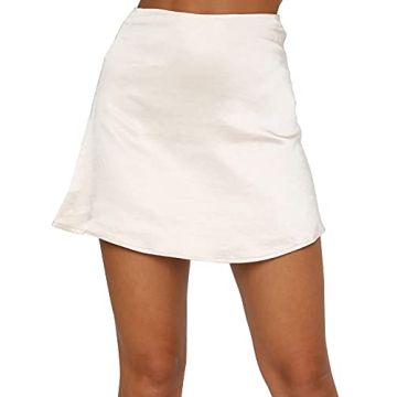 LYANER Casual Satin Mini Skirt for Women & Teens