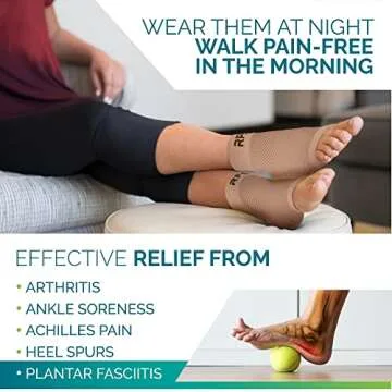 Plantar Fasciitis Compression Socks | Foot & Ankle Brace for Women & Men | Toeless Ankle Compression Sleeve for Ankle Support, Plantar Fasciitis, Night Splint, Arch & Achilles Tendonitis Relief