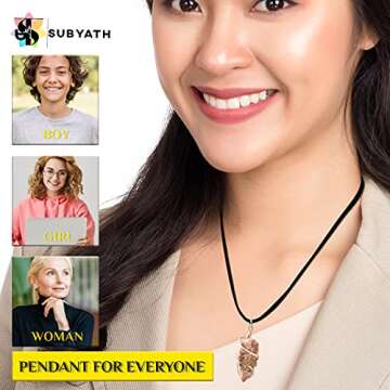 SUBYATH Crystals And Healing Stones - Crystal Necklace, Stone Necklaces For Women, Crystals Necklace For Men, Raw Crystal Necklace, Spiritual Gifts, Healing Crystals Jewelry, Unakite Crystal Pendant