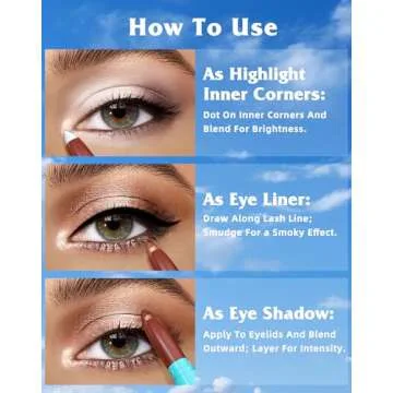 KIMUSE 4 Colors Eyeshadow Stick - 3-in-1 Eye Brightener