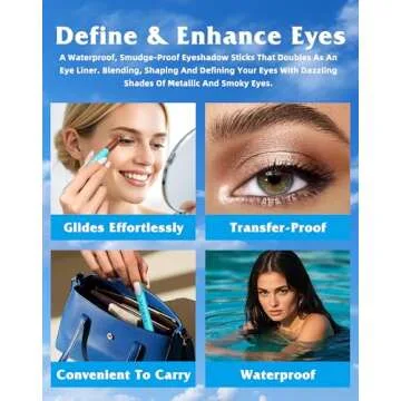 KIMUSE 4 Colors Eyeshadow Stick - 3-in-1 Eye Brightener