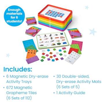 hand2mind Advancing Phonics Word Work Small Group Set, Magnetic Letter Tiles, Magnetic Letter Trays,...