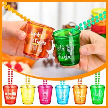 12 Pack Vibrant Fiesta Shot Glass Party Necklaces