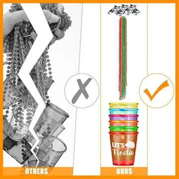 12 Pack Vibrant Fiesta Shot Glass Party Necklaces