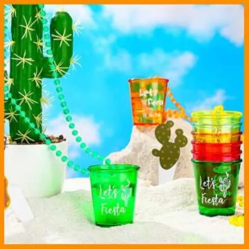 12 Pack Vibrant Fiesta Shot Glass Party Necklaces