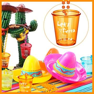 12 Pack Vibrant Fiesta Shot Glass Party Necklaces