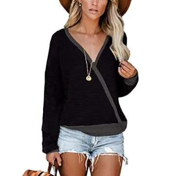 NSQTBA V Neck Wrap Tops for Women: Stylish & Versatile