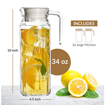 Elegant 34Oz Glass Pitcher Set - Perfect for Every Drink