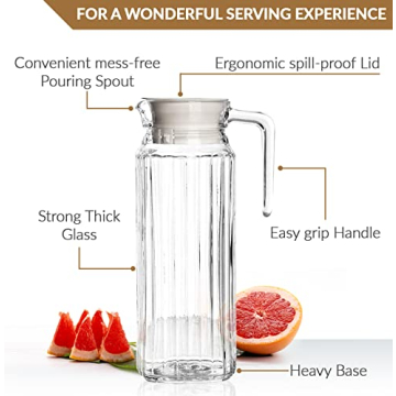 Elegant 34Oz Glass Pitcher Set - Perfect for Every Drink
