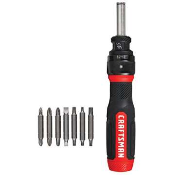 CRAFTSMAN Ratcheting Screwdriver, SpeedDrive, 2” Double Ended Bits Included, Handle Holds Up To 6 Bits (CMHT68129)