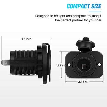 Nilight 2 Pack Car Cigarette Lighter Socket DC 12V Waterproof Power Outlet Adapter Replacement with ...