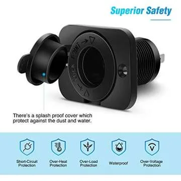Nilight 2 Pack Car Cigarette Lighter Socket DC 12V Waterproof Power Outlet Adapter Replacement with Terminals Wires and Screws for Marine Boat Motorcycle, Boat, Car,Truck, RV, ATV
