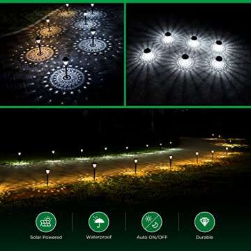 URAGO Super Bright Solar Lights Outdoor Waterproof 10 Pack, Dusk to Dawn Up to 12 Hrs Solar Powered Pathway Garden Lights Auto On/Off, LED Landscape Lighting Decorative for Walkway Patio Yard