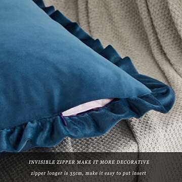 GIGIZAZA Velvet Dark Blue Lumbar Pillow Covers Set