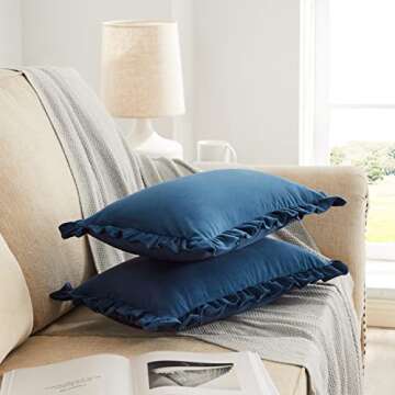 GIGIZAZA Velvet Dark Blue Lumbar Pillow Covers Set