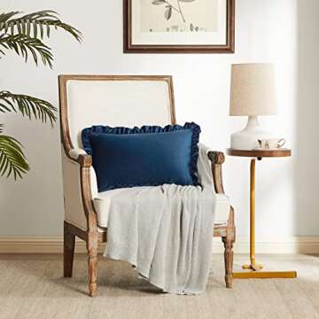 GIGIZAZA Velvet Dark Blue Lumbar Pillow Covers Set