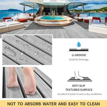 EVA Foam Boat Flooring with 3M Adhesive Backing Boat Decking Foam Self-Adhesive Sea Deck Boat Flooring 94.5"x47.2"/35.4",47.2"x16.1" EVA Foam Decking Sheet for Jon Boats Swim Platform RV Floor